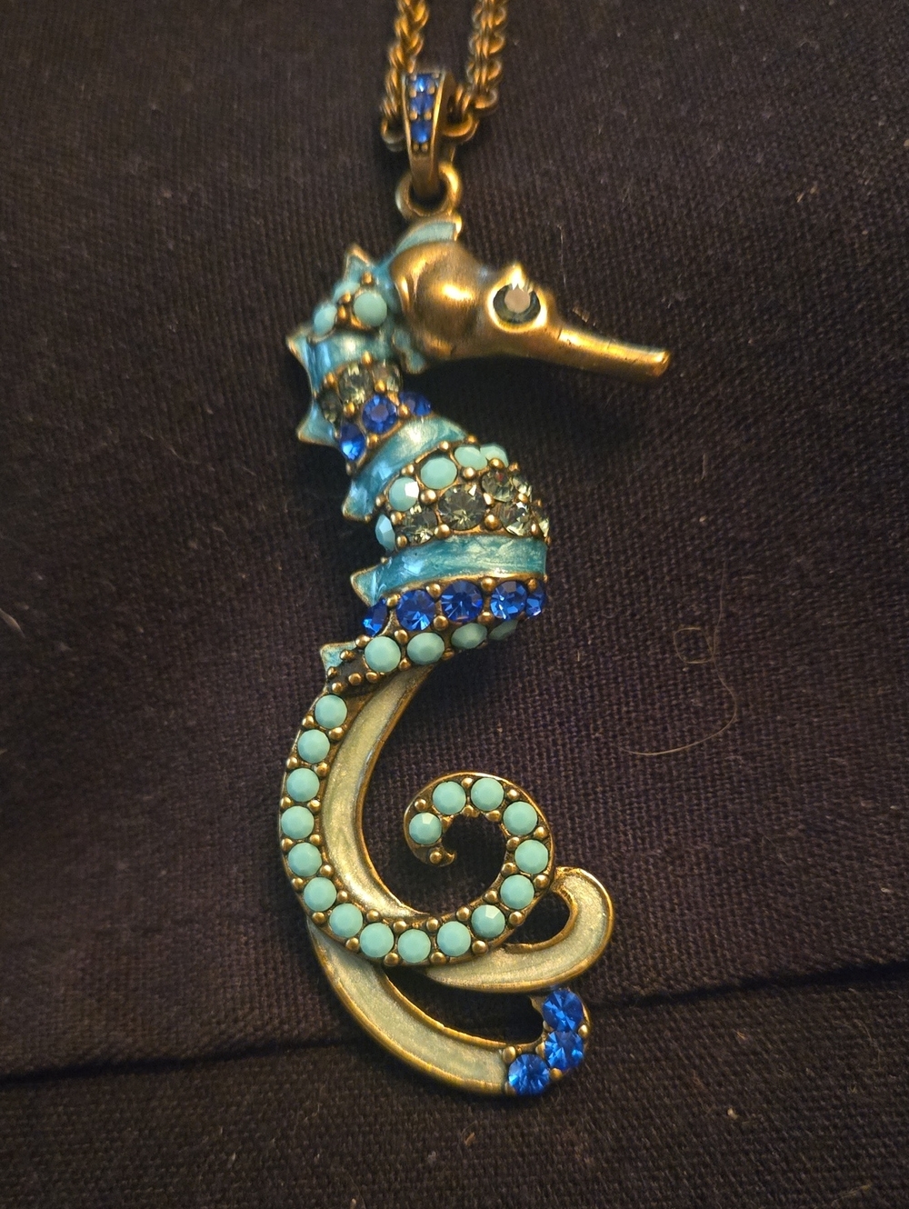 Kirk & Follies VintageTurquoise & Blue Seahorse Pendant Necklace - Women Jewelry